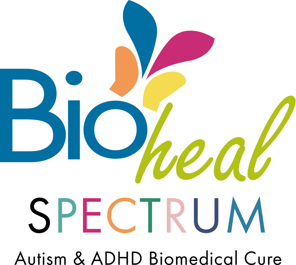 Logo of Bio Heal Spectrum, featuring a modern design that emphasizes health and wellness through vibrant colors. Bio written in blue and heal written in light green color.